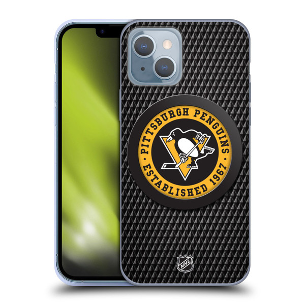 NHL Pittsburgh Penguins Puck Texture Soft Gel Case for Apple iPhone 14