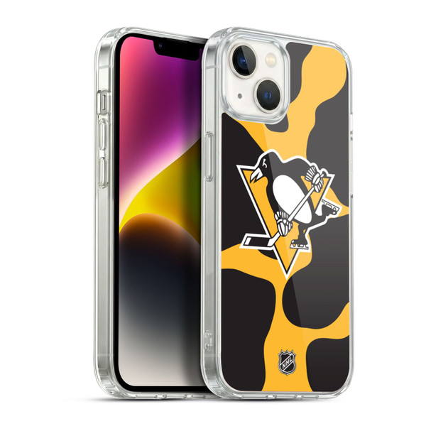NHL Pittsburgh Penguins Cow Pattern Soft Gel Case for Apple iPhone 14 Plus & MagSafe