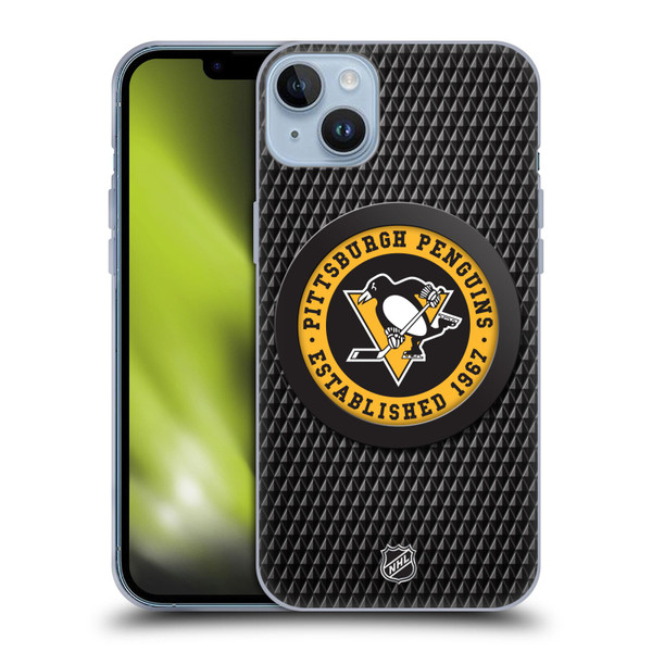 NHL Pittsburgh Penguins Puck Texture Soft Gel Case for Apple iPhone 14 Plus