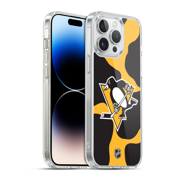 NHL Pittsburgh Penguins Cow Pattern Soft Gel Case for Apple iPhone 14 Pro Max & MagSafe