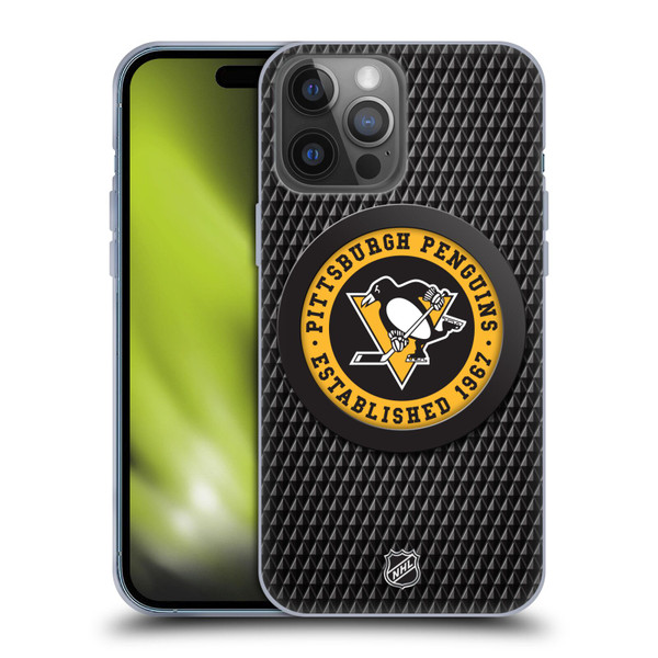 NHL Pittsburgh Penguins Puck Texture Soft Gel Case for Apple iPhone 14 Pro Max