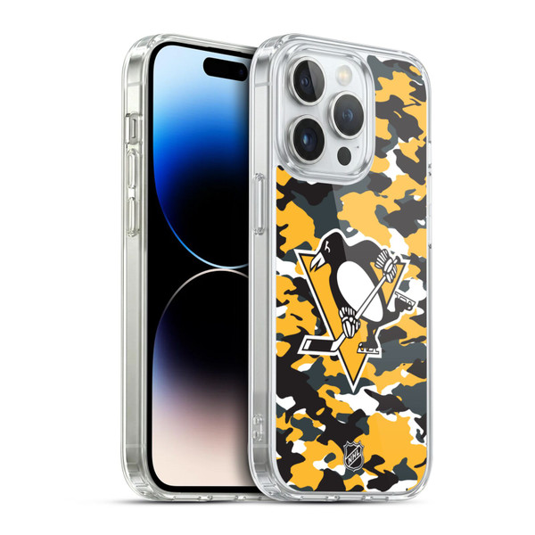 NHL Pittsburgh Penguins Camouflage Soft Gel Case for Apple iPhone 14 Pro & MagSafe