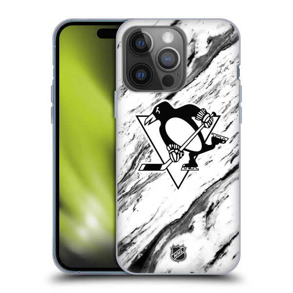 NHL Pittsburgh Penguins Marble Soft Gel Case for Apple iPhone 14 Pro