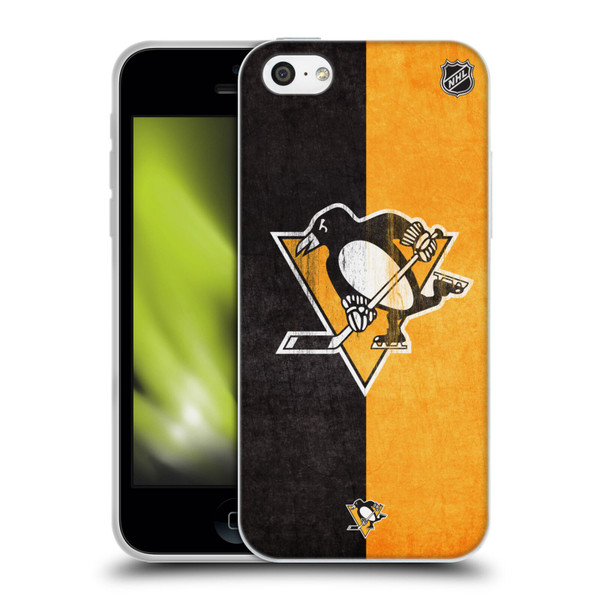 NHL Pittsburgh Penguins Half Distressed Soft Gel Case for Apple iPhone 5c