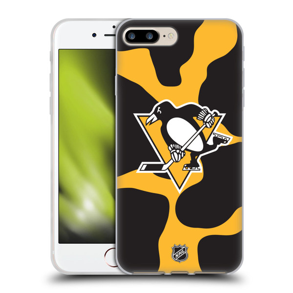 NHL Pittsburgh Penguins Cow Pattern Soft Gel Case for Apple iPhone 7 Plus / iPhone 8 Plus