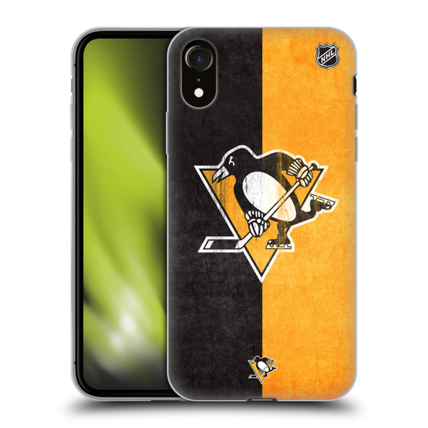 NHL Pittsburgh Penguins Half Distressed Soft Gel Case for Apple iPhone XR