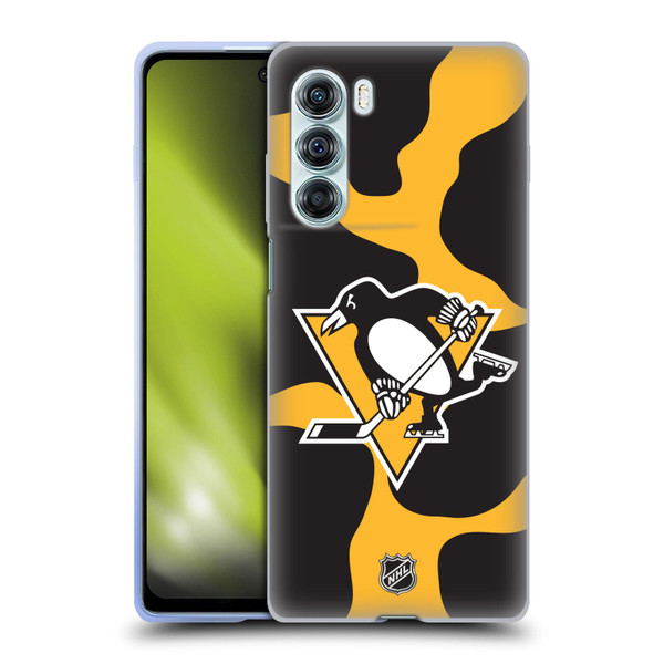 NHL Pittsburgh Penguins Cow Pattern Soft Gel Case for Motorola Edge S30 / Moto G200 5G