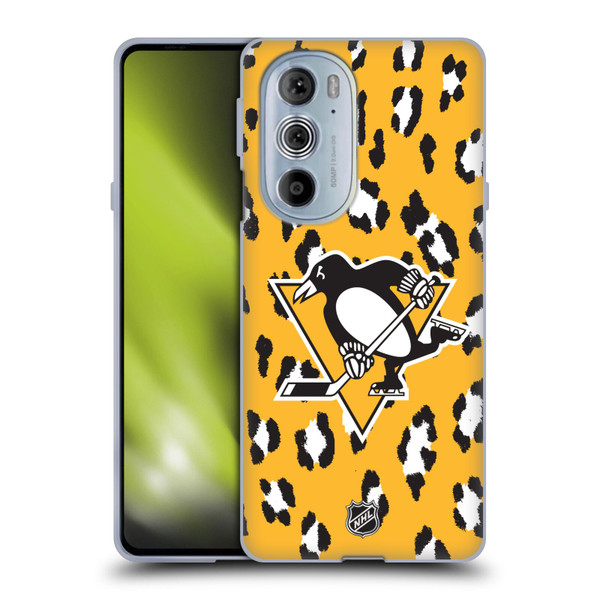 NHL Pittsburgh Penguins Leopard Pattern Soft Gel Case for Motorola Edge X30