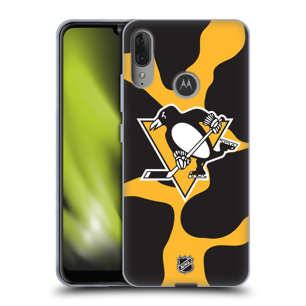 NHL Pittsburgh Penguins Cow Pattern Soft Gel Case for Motorola Moto E6 Plus