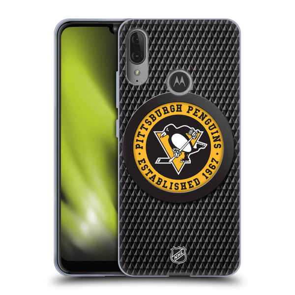 NHL Pittsburgh Penguins Puck Texture Soft Gel Case for Motorola Moto E6 Plus