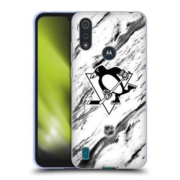 NHL Pittsburgh Penguins Marble Soft Gel Case for Motorola Moto E6s (2020)