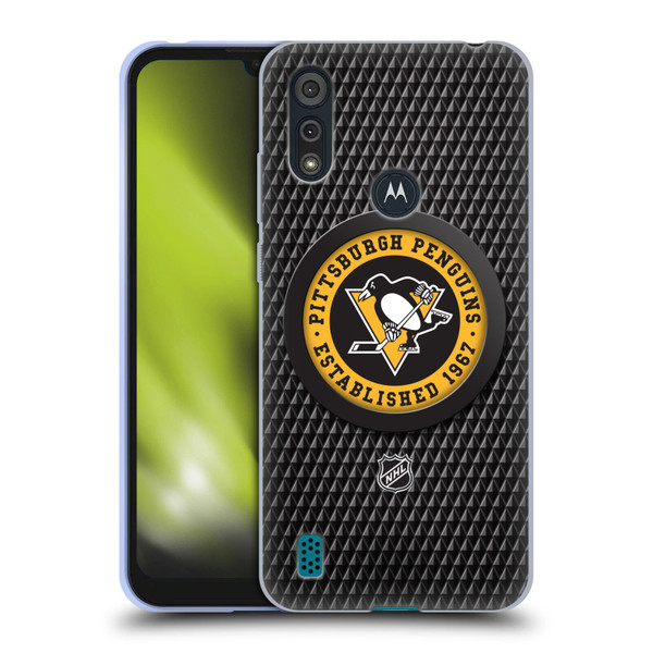 NHL Pittsburgh Penguins Puck Texture Soft Gel Case for Motorola Moto E6s (2020)