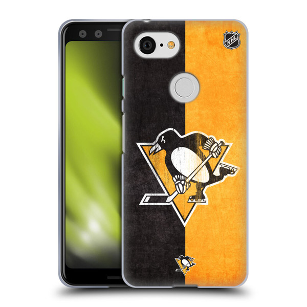 NHL Pittsburgh Penguins Half Distressed Soft Gel Case for Google Pixel 3