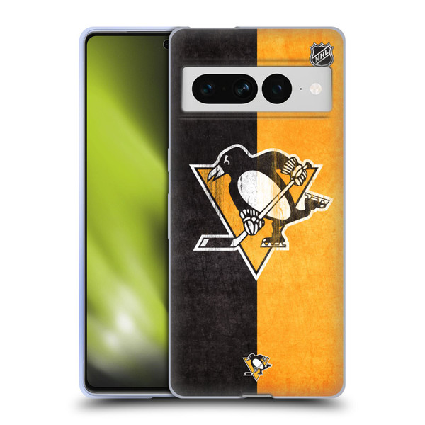 NHL Pittsburgh Penguins Half Distressed Soft Gel Case for Google Pixel 7 Pro