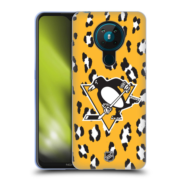 NHL Pittsburgh Penguins Leopard Pattern Soft Gel Case for Nokia 5.3