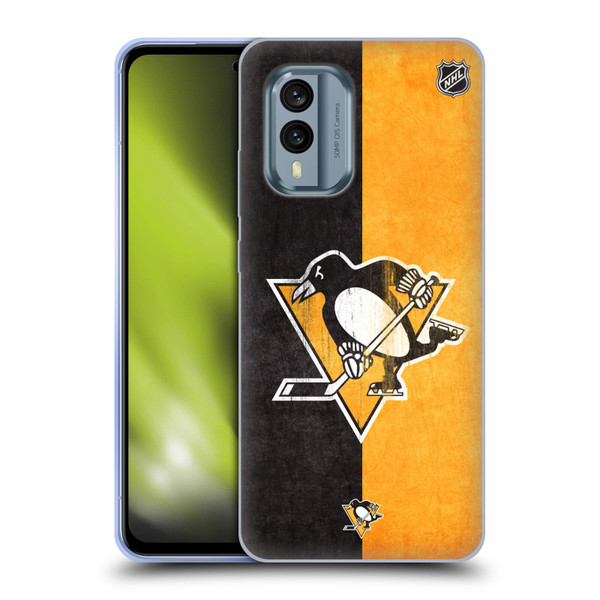 NHL Pittsburgh Penguins Half Distressed Soft Gel Case for Nokia X30