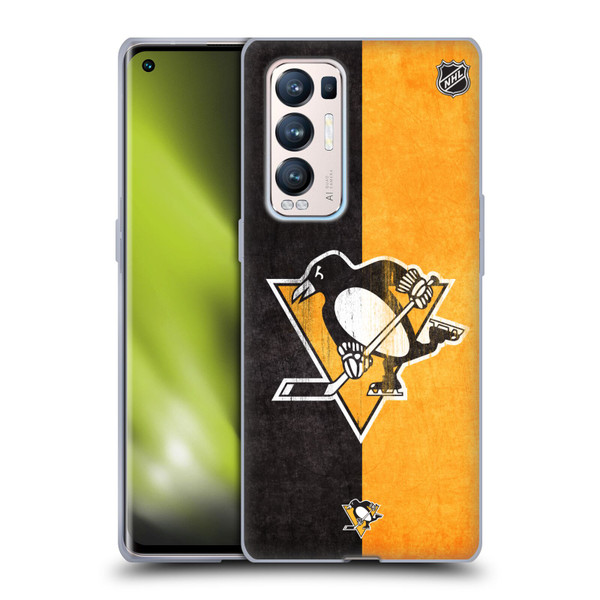 NHL Pittsburgh Penguins Half Distressed Soft Gel Case for OPPO Find X3 Neo / Reno5 Pro+ 5G