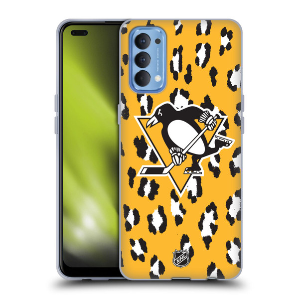 NHL Pittsburgh Penguins Leopard Pattern Soft Gel Case for OPPO Reno 4 5G