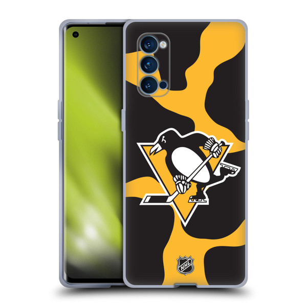 NHL Pittsburgh Penguins Cow Pattern Soft Gel Case for OPPO Reno 4 Pro 5G