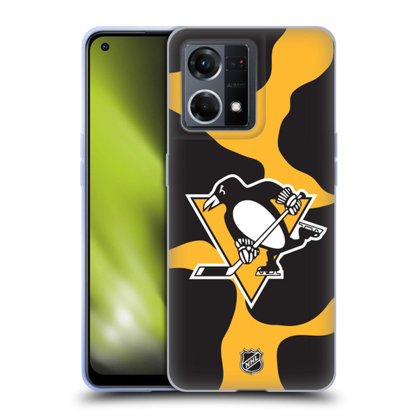 NHL Pittsburgh Penguins Cow Pattern Soft Gel Case for OPPO Reno8 4G