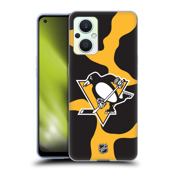 NHL Pittsburgh Penguins Cow Pattern Soft Gel Case for OPPO Reno8 Lite