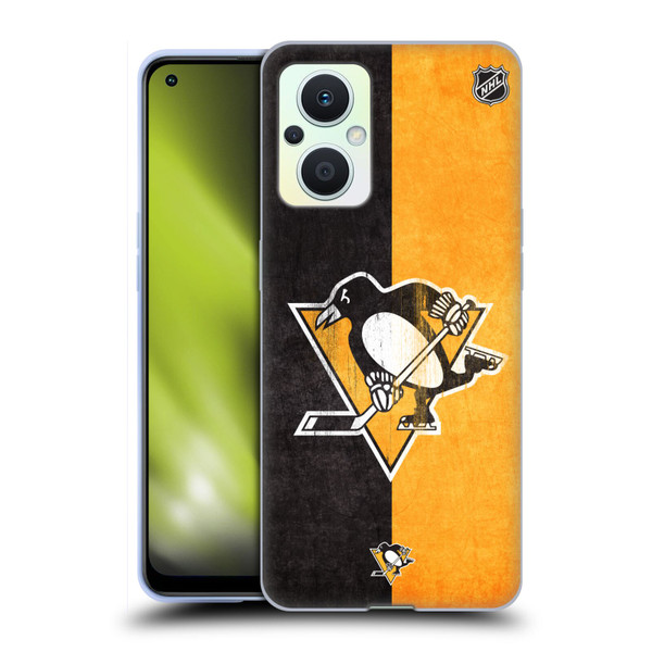 NHL Pittsburgh Penguins Half Distressed Soft Gel Case for OPPO Reno8 Lite