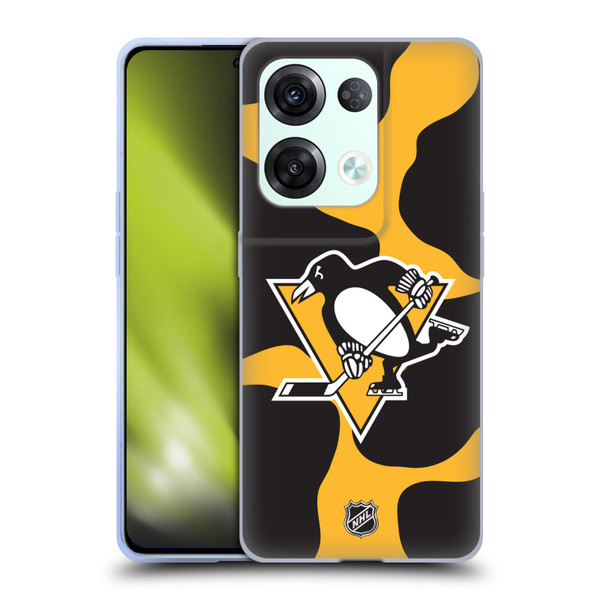 NHL Pittsburgh Penguins Cow Pattern Soft Gel Case for OPPO Reno8 Pro