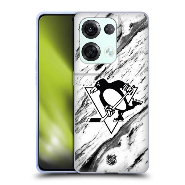 NHL Pittsburgh Penguins Marble Soft Gel Case for OPPO Reno8 Pro
