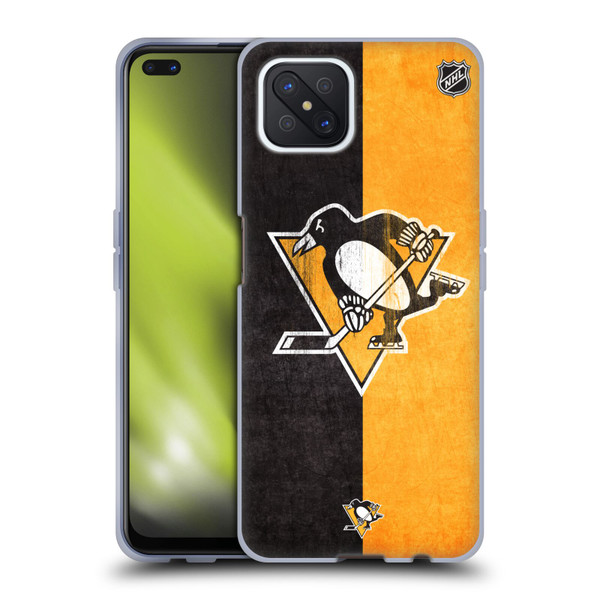NHL Pittsburgh Penguins Half Distressed Soft Gel Case for OPPO Reno4 Z 5G