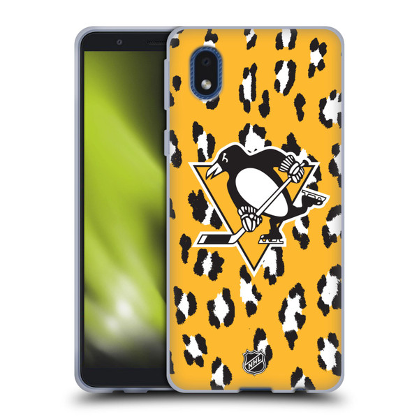 NHL Pittsburgh Penguins Leopard Pattern Soft Gel Case for Samsung Galaxy A01 Core (2020)