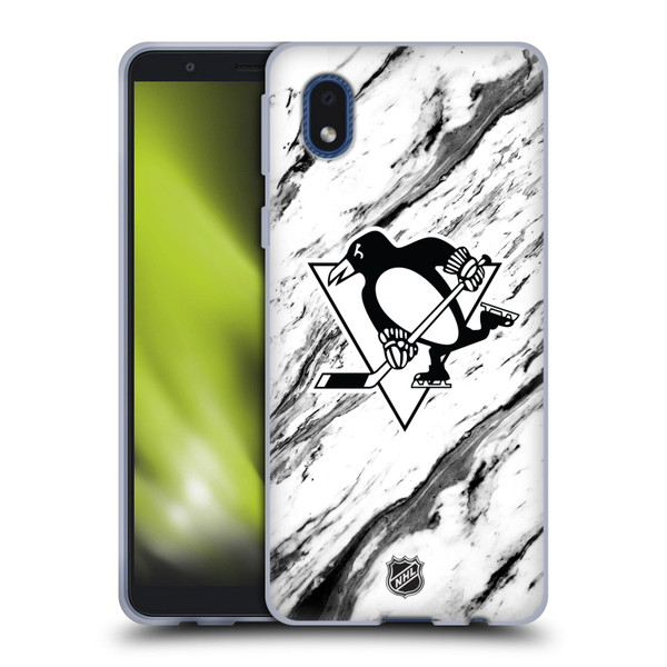 NHL Pittsburgh Penguins Marble Soft Gel Case for Samsung Galaxy A01 Core (2020)