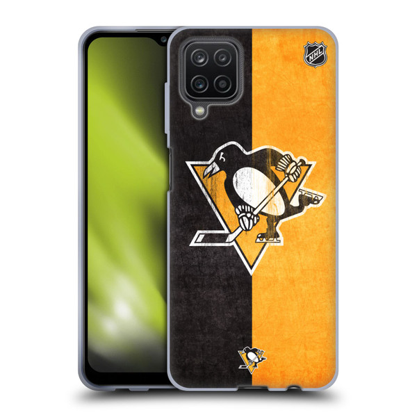 NHL Pittsburgh Penguins Half Distressed Soft Gel Case for Samsung Galaxy A12 (2020)