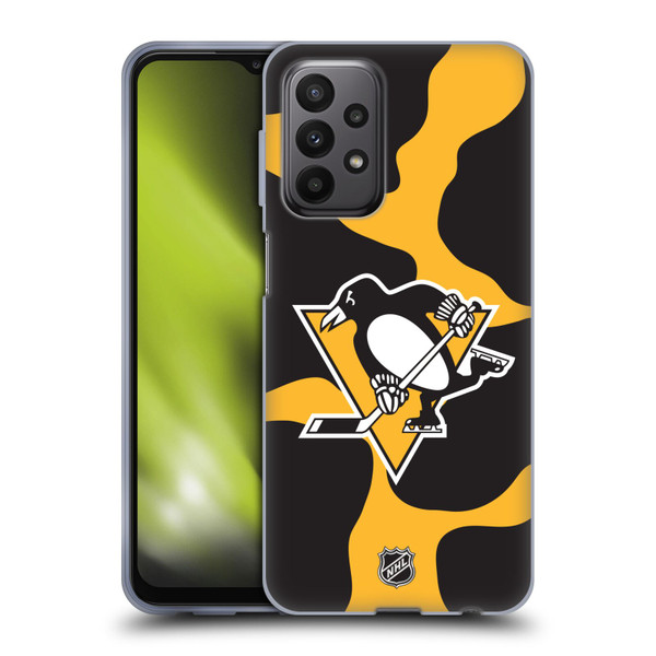 NHL Pittsburgh Penguins Cow Pattern Soft Gel Case for Samsung Galaxy A23 / 5G (2022)