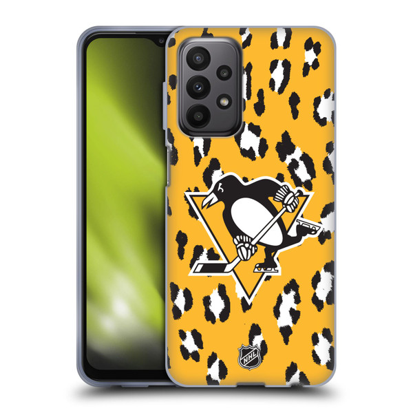 NHL Pittsburgh Penguins Leopard Pattern Soft Gel Case for Samsung Galaxy A23 / 5G (2022)