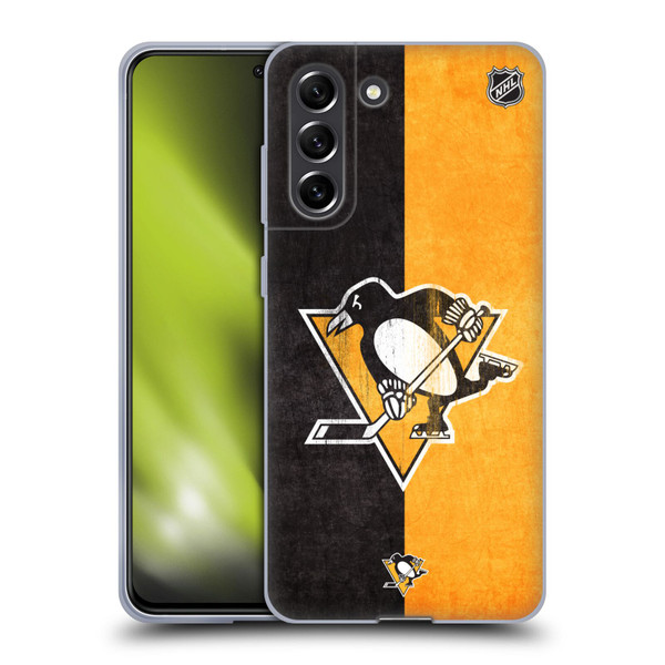 NHL Pittsburgh Penguins Half Distressed Soft Gel Case for Samsung Galaxy S21 FE 5G