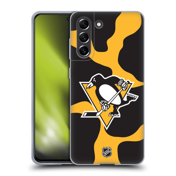 NHL Pittsburgh Penguins Cow Pattern Soft Gel Case for Samsung Galaxy S21 FE 5G