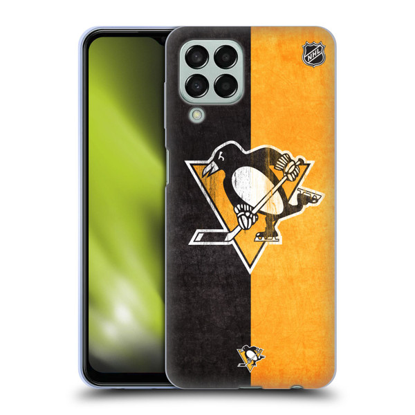 NHL Pittsburgh Penguins Half Distressed Soft Gel Case for Samsung Galaxy M33 (2022)