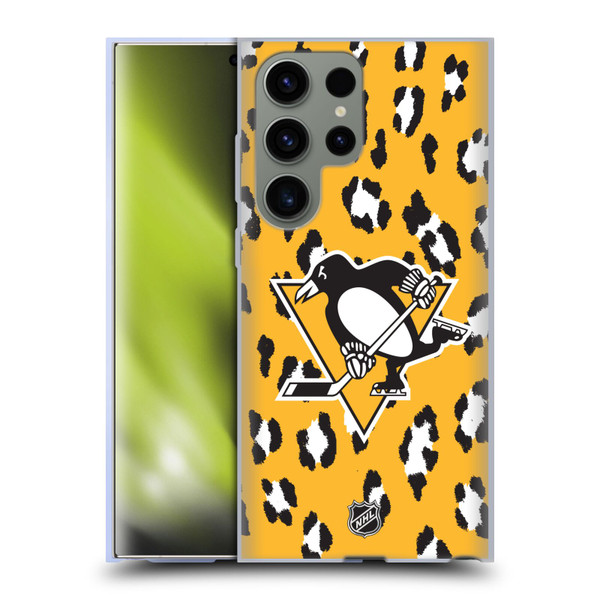 NHL Pittsburgh Penguins Leopard Pattern Soft Gel Case for Samsung Galaxy S23 Ultra 5G