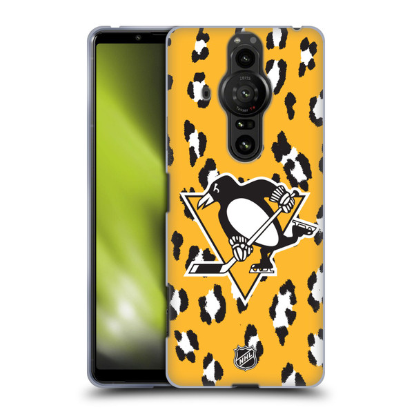 NHL Pittsburgh Penguins Leopard Pattern Soft Gel Case for Sony Xperia Pro-I