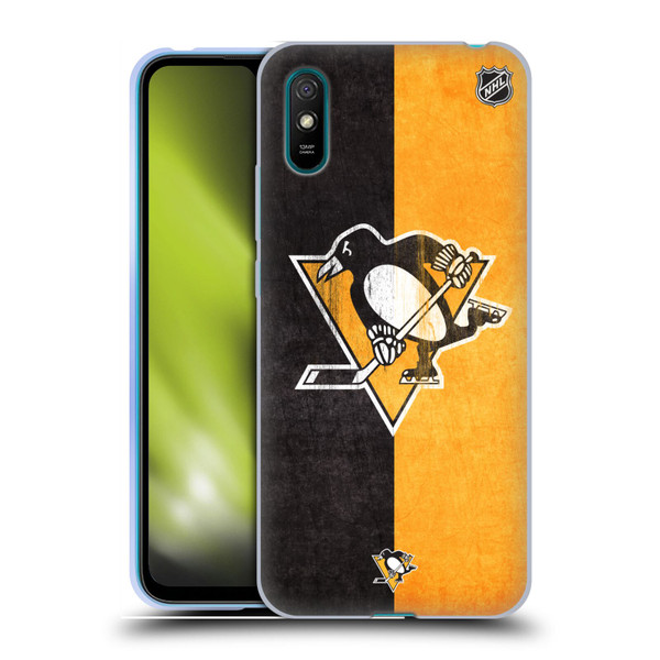 NHL Pittsburgh Penguins Half Distressed Soft Gel Case for Xiaomi Redmi 9A / Redmi 9AT