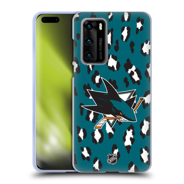 NHL San Jose Sharks Leopard Pattern Soft Gel Case for Huawei P40 5G