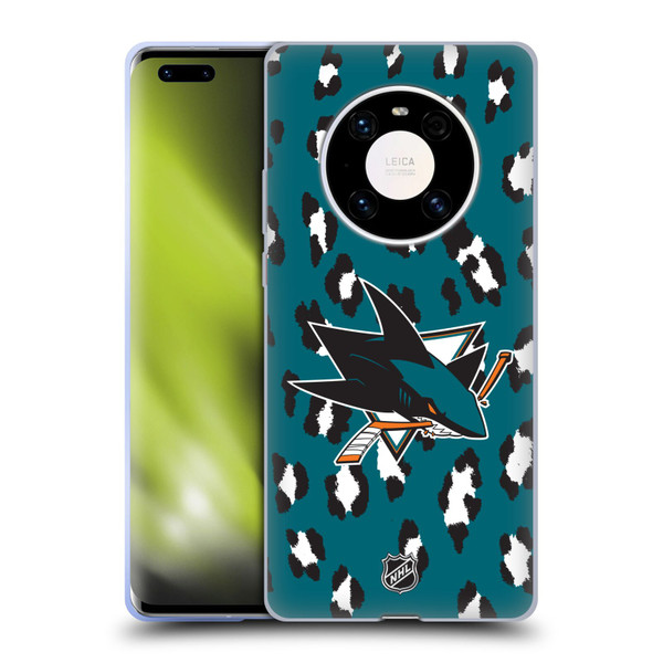 NHL San Jose Sharks Leopard Patten Soft Gel Case for Huawei Mate 40 Pro 5G