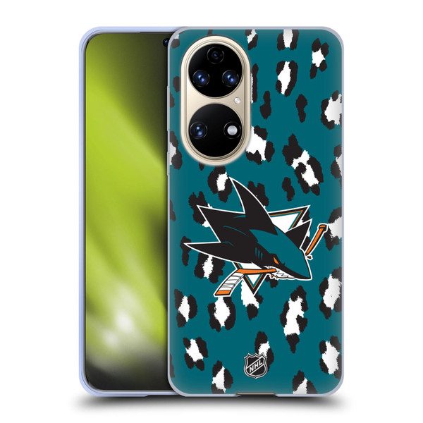 NHL San Jose Sharks Leopard Pattern Soft Gel Case for Huawei P50