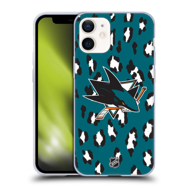 NHL San Jose Sharks Leopard Pattern Soft Gel Case for Apple iPhone 12 Mini