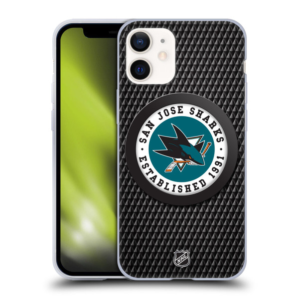 NHL San Jose Sharks Puck Texture Soft Gel Case for Apple iPhone 12 Mini