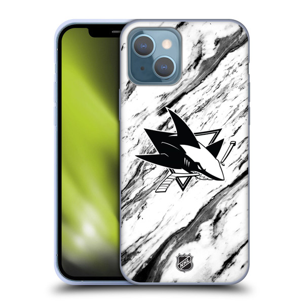 NHL San Jose Sharks Marble Soft Gel Case for Apple iPhone 13