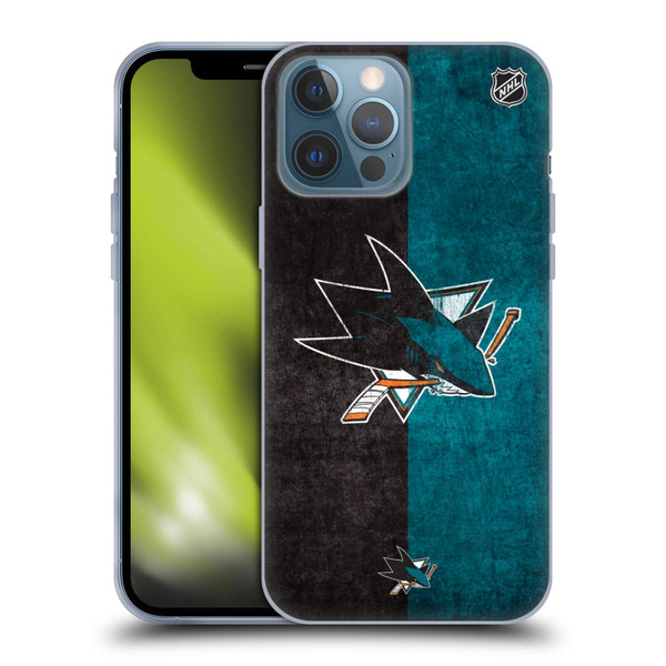NHL San Jose Sharks Half Distressed Soft Gel Case for Apple iPhone 13 Pro Max