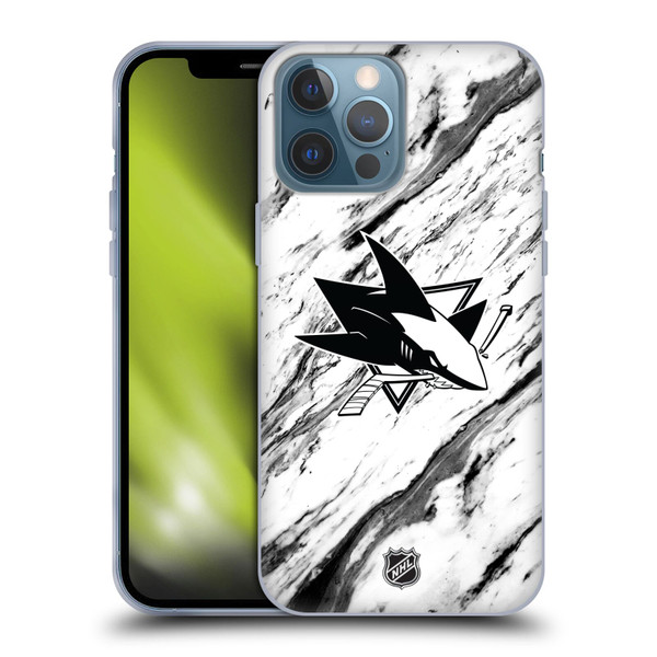 NHL San Jose Sharks Marble Soft Gel Case for Apple iPhone 13 Pro Max