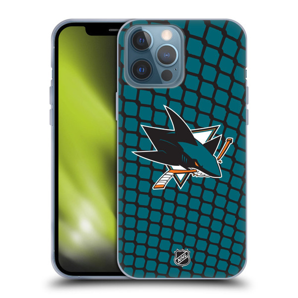 NHL San Jose Sharks Net Pattern Soft Gel Case for Apple iPhone 13 Pro Max