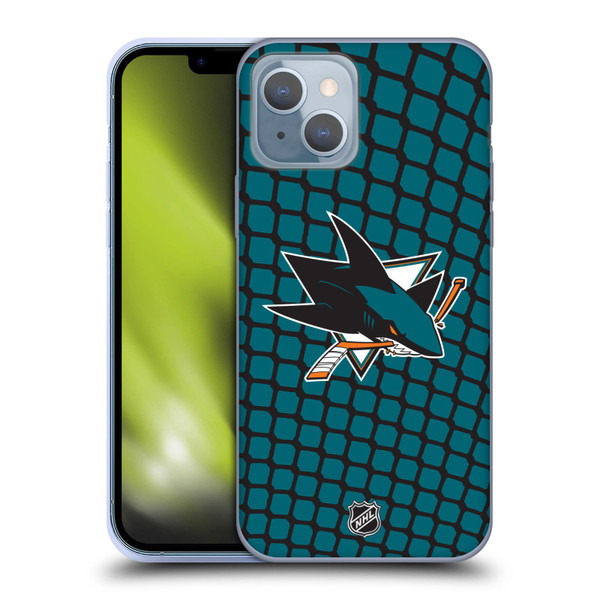 NHL San Jose Sharks Net Pattern Soft Gel Case for Apple iPhone 14